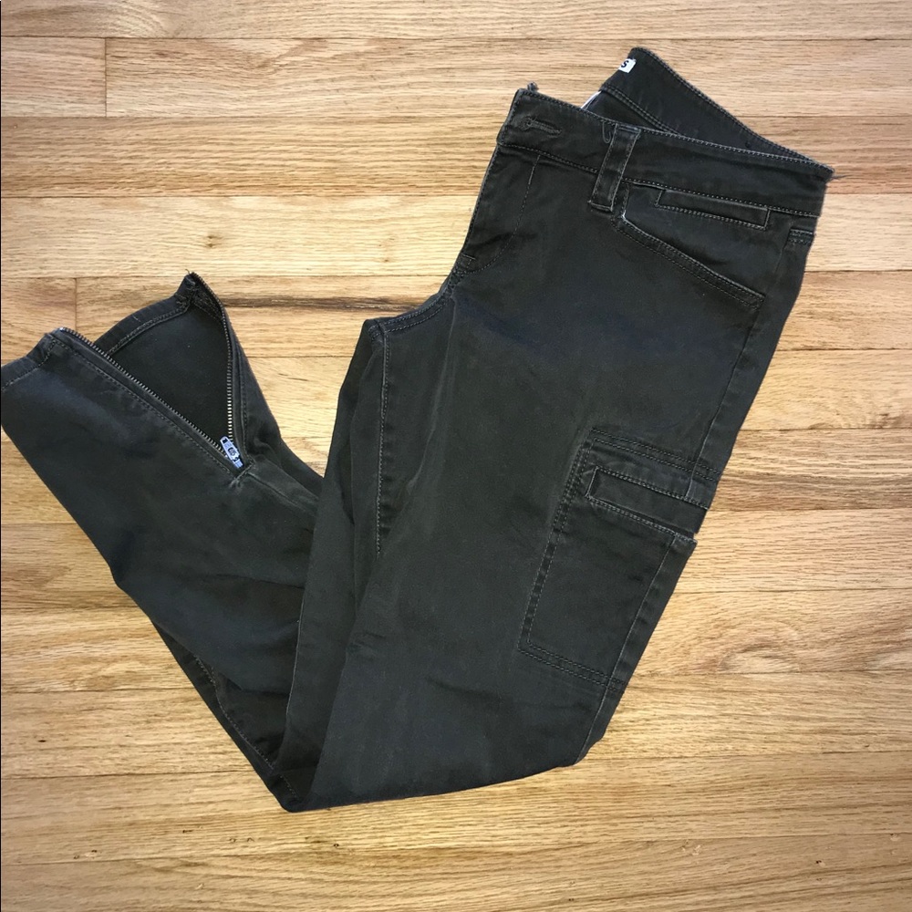Express olive green pants with zipper bottoms